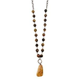 NEW ANJU women's semi-precious stone necklace in tigereye